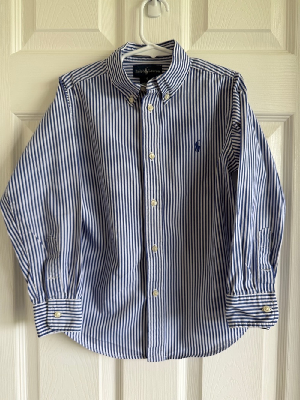Ralph Lauren Navy and White Striped Button-Down Shirt
